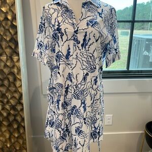 Blue and White Floral Mini Dress